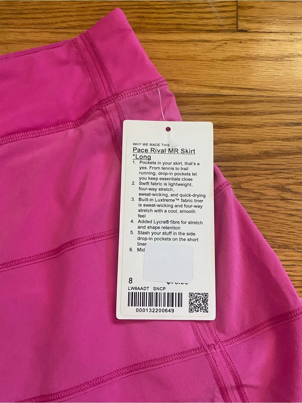 Lululemon Rival MR Skirt  in sonic pink size 8- long. NWT - Picture 5 of 8